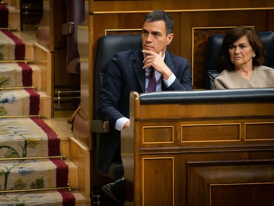 The Spanish president, Pedro Sánchez, on February 12 in Spanish Congress (by Congress)