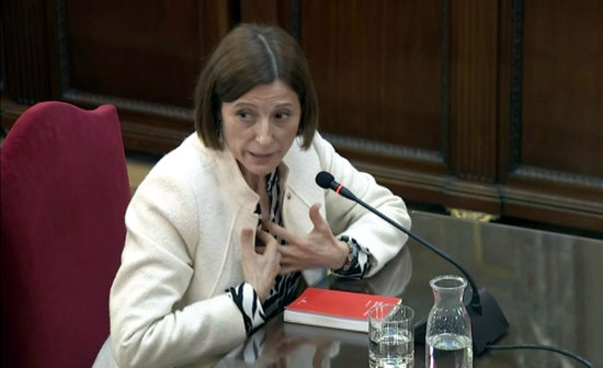 The former Catalan parliament speaker, Carme Forcadell, testifying in Spain's Supreme Court on February 26, 2019