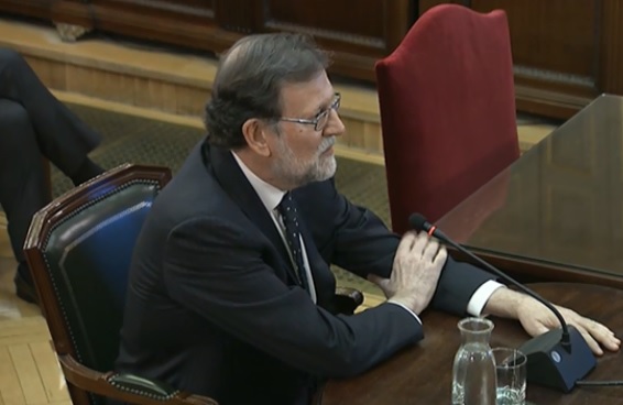 Former Spanish president, Mariano Rajoy, testifying in the Catalan trial