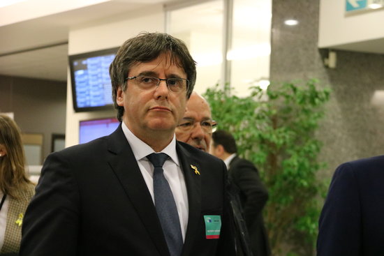 The former Catalan president, Carles Puigdemont, in the European Parliament on March 4, 2019 (by Natàlia Segura)