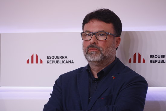 Joan Josep Nuet during a press conference at ERC's headquarters in Barcelona, on March 18, 2019 (by Guillem Roset)