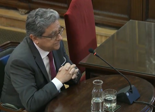 The former Spanish government delegate in Catalonia Enric Millo, testifying in Spain's Supreme Court on March 5, 2019