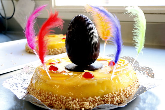 Detailed shot of a Catalan 'mona de Pasqua,' the chocolate treat handed out to children on Easter Monday