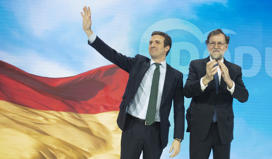 Pablo Casado (left) replaced Mariano Rajoy as People's Party head in June 2018 (by PP)