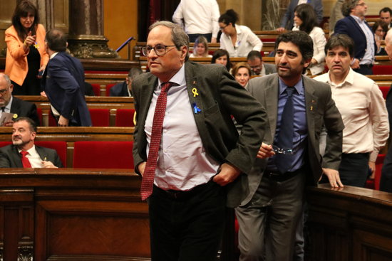 Catalan president Quim Torra in parliament (by ACN)