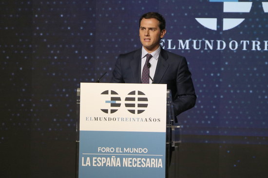 Ciutadans leader Albert Rivera during his speech a forum entitled 'the necessary Spain'