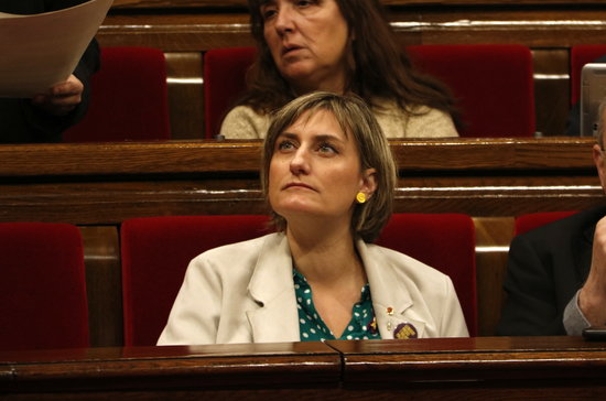 The minister for health, Alba Vergés, in a parliament session on the euthanasia and assisted suicide topic