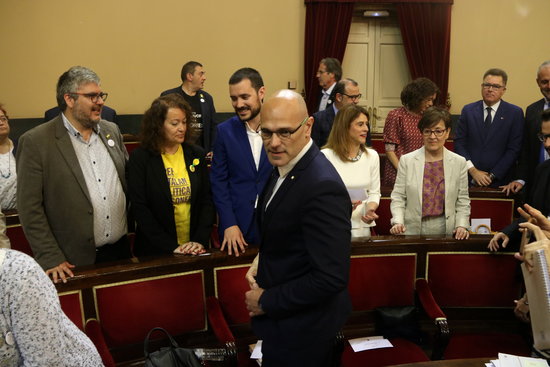 Jailed pro-independence leader Raül Romeva in the Spanish Senate (by Miquel Codolar)