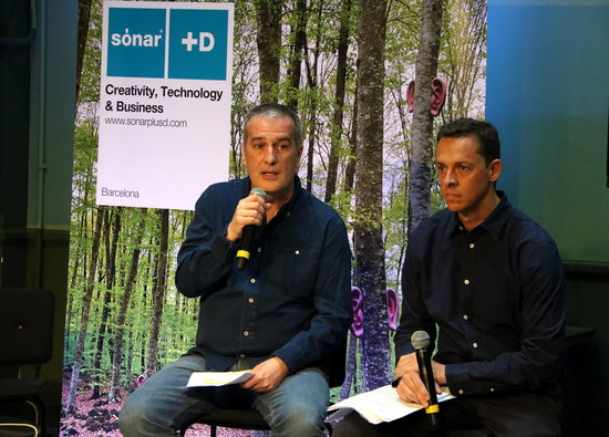 Sónar festival directors Ricard Robles and Ventura Barba at the presentation of this year's festival. (Photo: Pau Cortina)