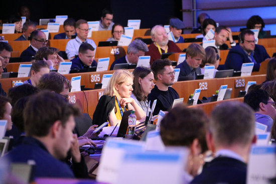 Several journalists were following the EU election night in Brussels on May 26, 2019 (by Blanca Blay)