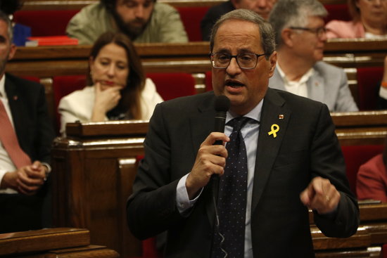 The Catalan president, Quim Torra, in a parliamentary plenary session on May 29, 2019 (by Guillem Roset)