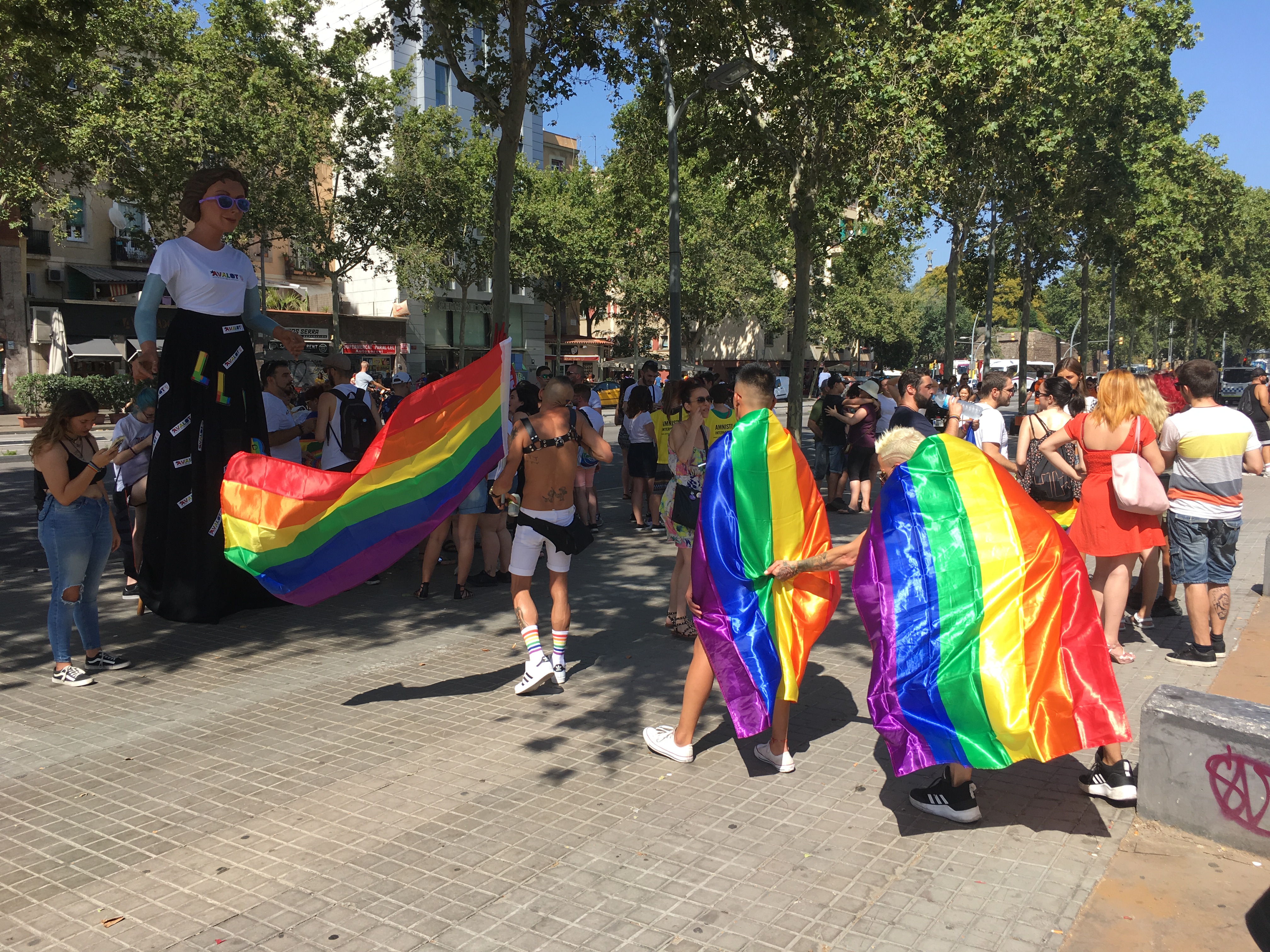 Barcelona Pride preparations in the sun. (Photo: Cillian Shields)