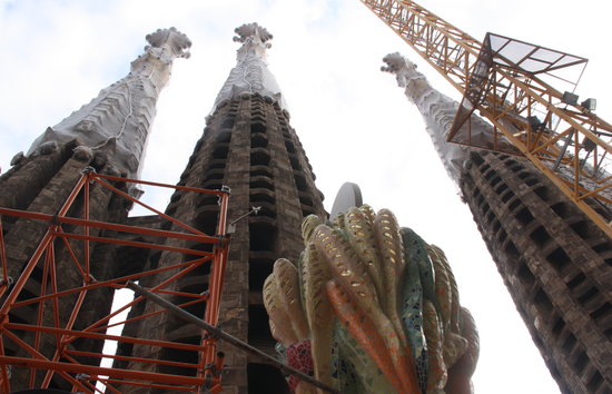 Interior view of the construction works of the towers of the Sagrada Familia. (Photo: Jofre Figueras)