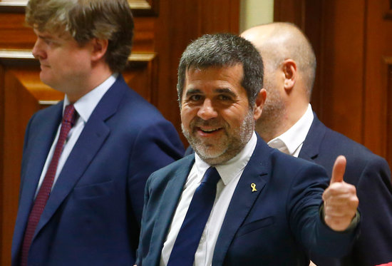 Jailed pro-independence leader Jordi Sànchez at the Spanish parliament (by ACN)