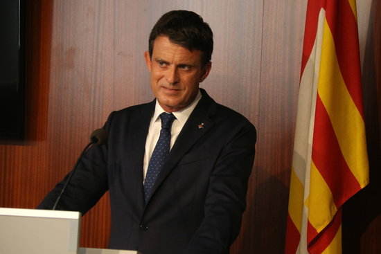 Barcelona city councilor Manuel Valls at his press conference on Jun 19, 2019. (Photo: Elisenda Rosanas)