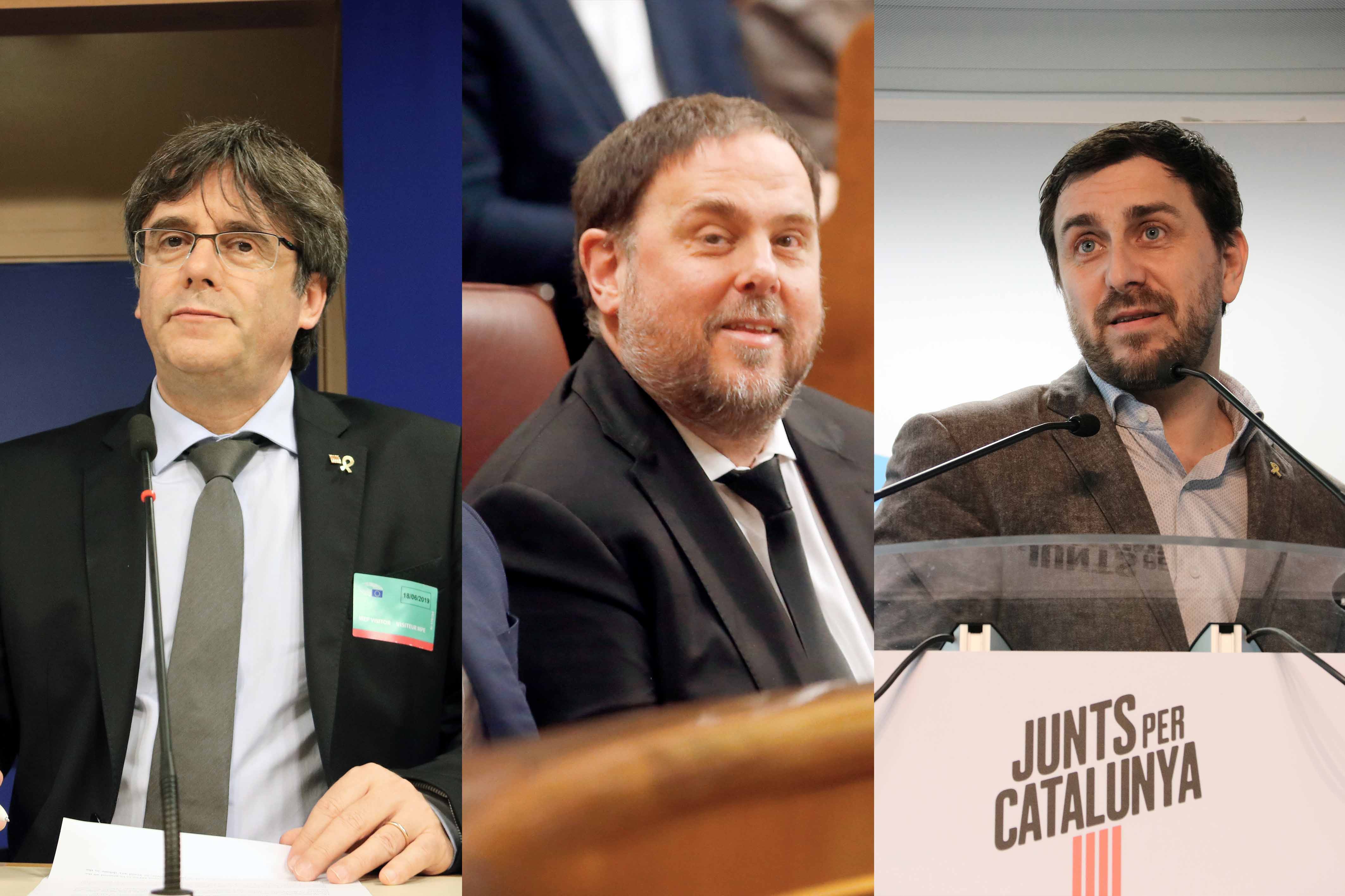 Carles Puigdemont, Oriol Junqueras, and Toni Comín (by ACN)