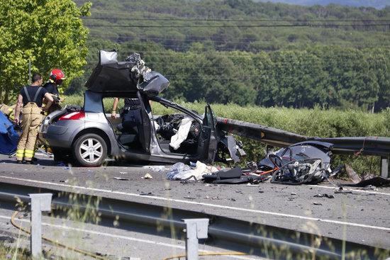 Image of a deadly car accident in Fornells de la Selva, Girona, in June 2018 (by Aleix Freixas)