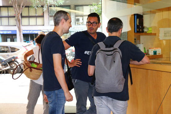 Representatives of the striking Iberia staff arriving to a mediation meeting in 2018. (Photo: Nazaret Romero)