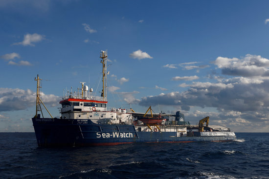 The Sea-Watch 3 vessel operated by the NGO Sea Watch, dedicated to rescuing migrants in the Mediterranean. (Photo: REUTERS/Darrin Zammit Lupi)