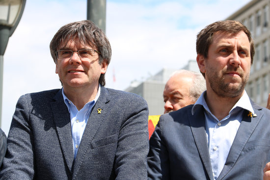 Former Catalan president Carles Puigdemont and former minister Antoni Comín (by Natàlia Segura)
