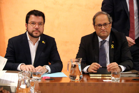 Catalan president Quim Torra (right) and vice president Pere Aragonès (by Estefania Escolà)