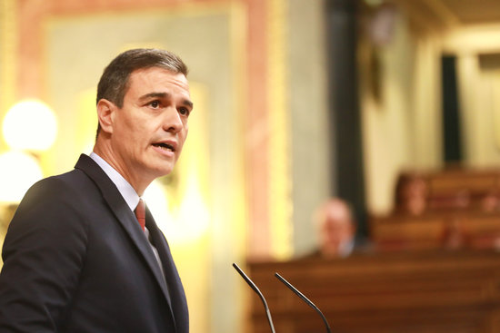 Image of Pedro Sánchez during his opening statement in his bid for Spanish president (by Inma Mesa/PSOE)