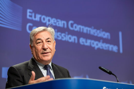 European environment Commissioner Karmenu Vella during the press conference denouncing Spain's air pollution levels. (Photo: European Commission)
