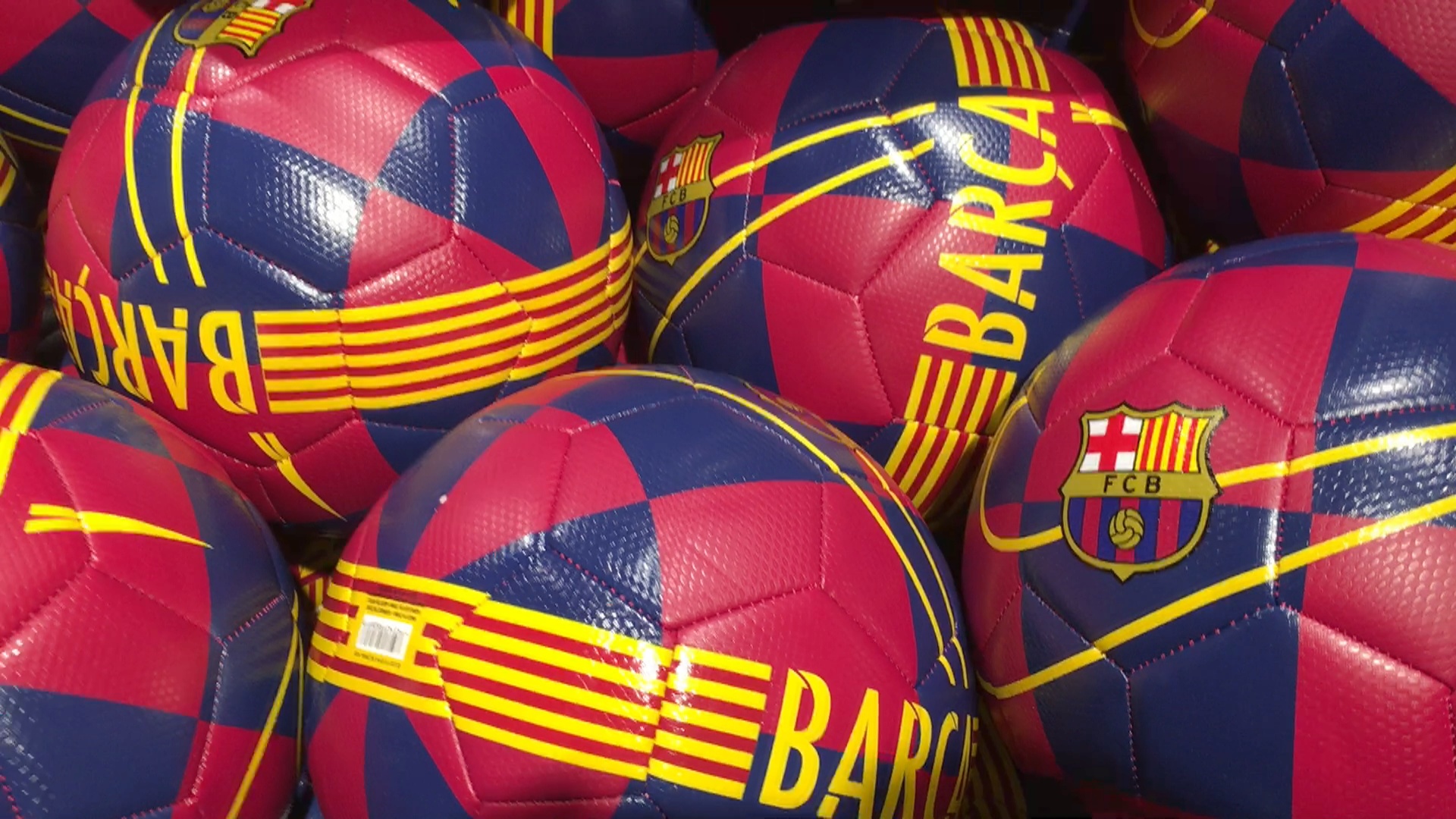 FC Barcelona footballs in the club shop in Camp Nou. (Photo: Cillian Shields)