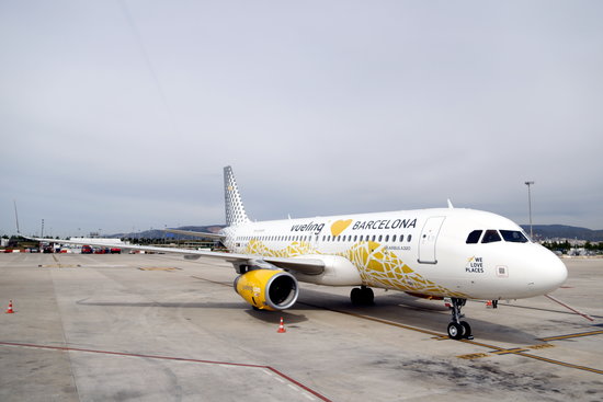 A Vueling aircraft at Barcelona Airport