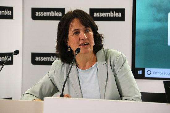 Elisenda Paluzie, president of the Catalan National Assembly, in a press conference on June 20, 2019. (Photo: Sílvia Jardí)