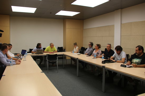 Mediation meeting between representatives of striking airport security staff and their employers on Wednesday, August 7, 2019. (Photo: Pilar Tomás)