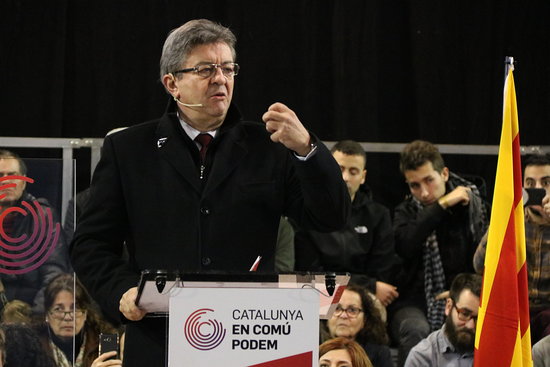 The leader of France insoumise, Jean Luc Mélenchon, in Catalonia, in December 2017 (by Gemma Sánchez)