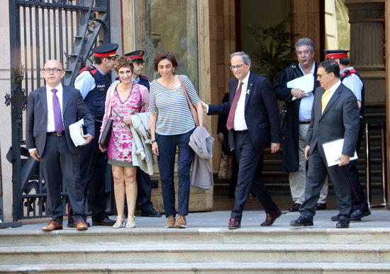 The Catalan president, Quim Torra, leaving Catalonia's high court in May 2019 after a hearing (by Pau Cortina)