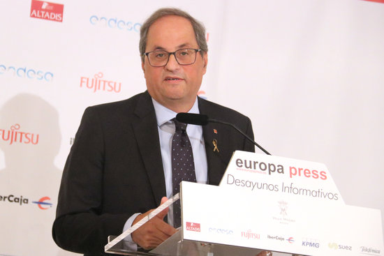 The Catalan president, Quim Torra, in a political conference in Madrid on September 5, 2019 (by Bernat Vilaró)
