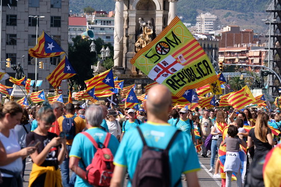 People taking to the streets for the National Day pro-independence rally on September 11, 2019 (by Andreu Puig)