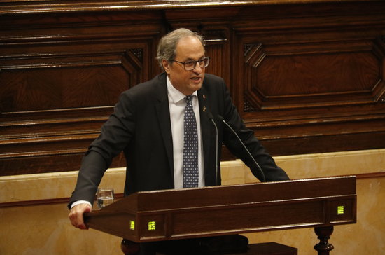 The Catalan president, Quim Torra, during a parliamentary speech on September 25, 2019 (by Gerard Artigas)