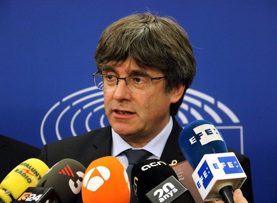 Former Catalan president, Carles Puigdemont, in Brussels on October 8, 2019 (by Nazaret Romero)