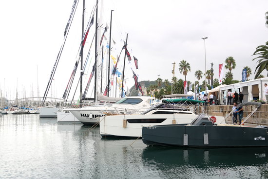 Some of the boats on show at the Barcelona Boat Show in Port Vell (by Aina Martí)