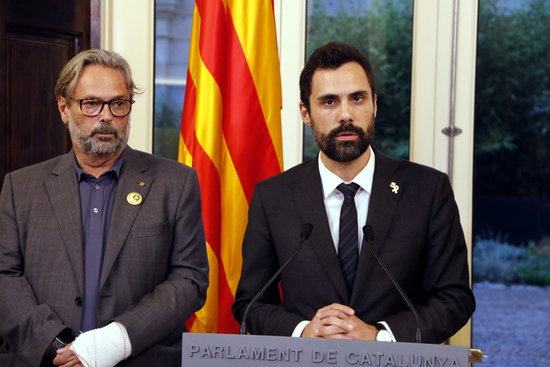 Roger Torrent was backed by ex-speakers of Parliament in his views (by Jordi Bataller)