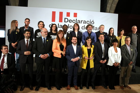 Representatives of sovereign parties from across Spain who signed the Llotja de Mar Declaration in October, 2019 (by Pau Cortina)