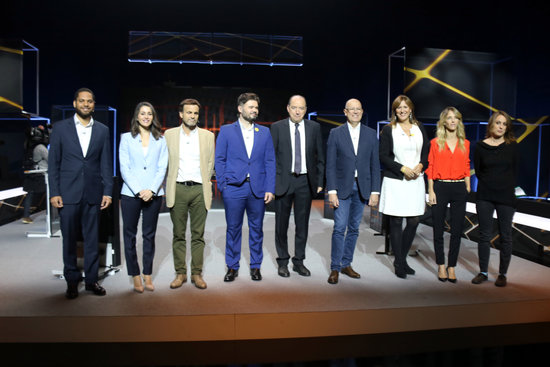 Representatives of Catalan political parties who took part in the TV3 debate ahead of the November 10 general election (by Miquel Codolar)