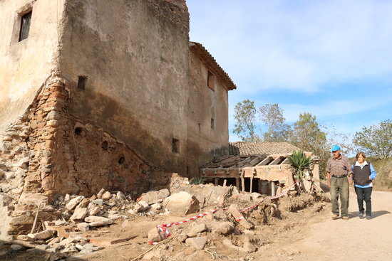 Image of the Guasch windmill, damaged by the October 2019 floods, on November 21, 2019 (by Núria Torres)