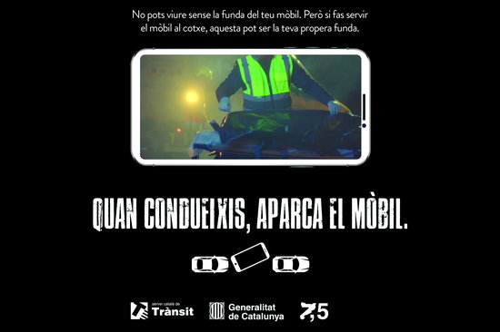Poster for the new campaign against using your mobile phone while driving (by Catalan Transit Service)