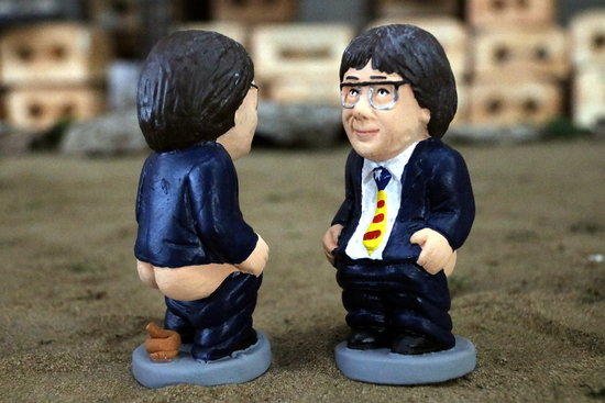 A caganer figurine of former Catalan president Carles Puigdemont (by Xavier Pi)