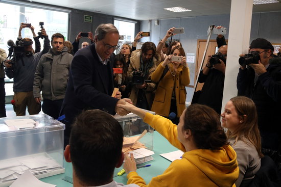The Catalan president, Quim Torra, voting on November 10, 2019 (by Elisenda Rosanas)