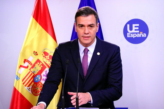Acting Spanish president Pedro Sánchez in a press conference on Friday December 13, 2019 (by Nazaret Romero)
