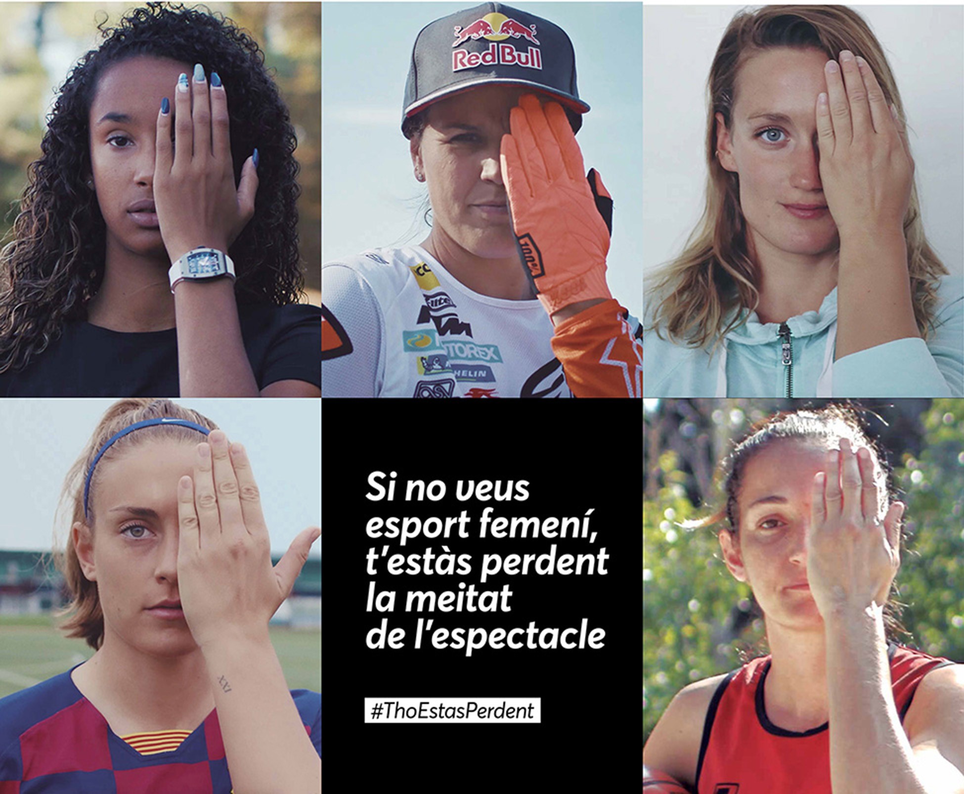 Promotional image of the campaign #ThoEstasPerdent, with some of the top Catalan sportswomen 