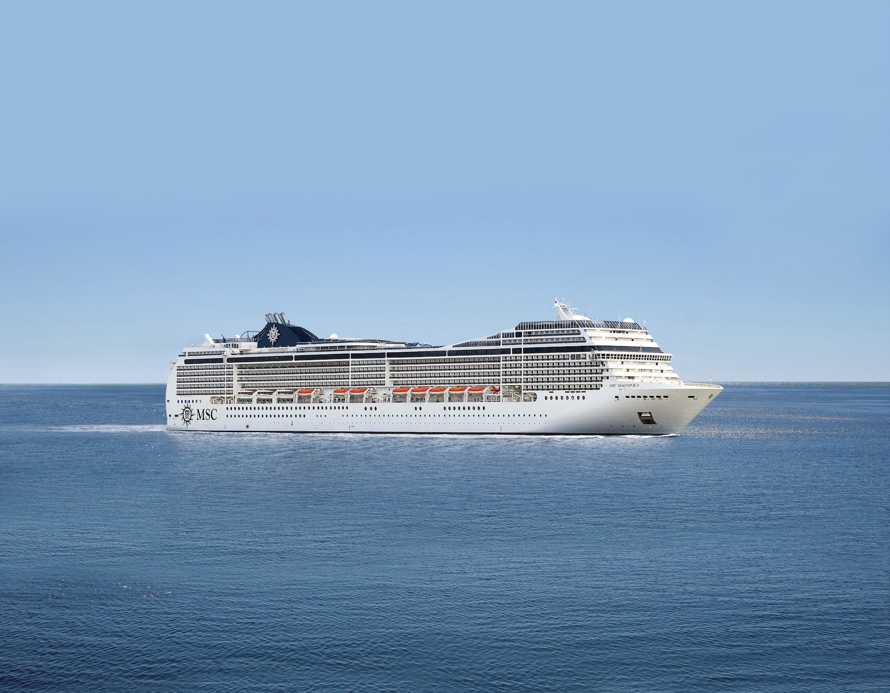 The MSC Magnifica, the cruise ship encompassing the globe, embarking from and returning to Barcelona port