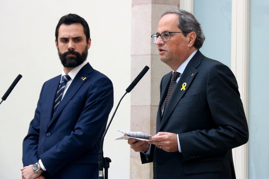 Catalan president Quim Torra and parliament speaker Roger Torrent in Parliament, November 2, 2018 (Pere Francesch)