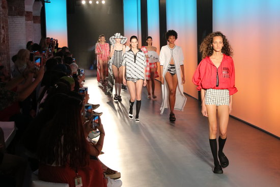 Models on the catwalk during the 2019 summer edition of the 080 Barcelona Fashion Fari